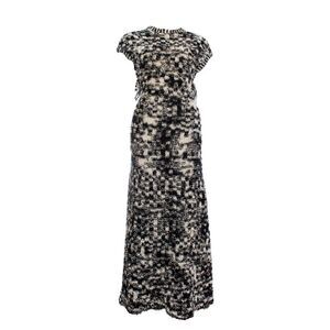 Chanel Black and white boucle knit maxi gown